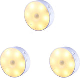 3 Stuks Led verlichting met bewegingssensor Ø8,5 CM Wit Kastverlichting Op batterijen Trapverlichting Keukenverlichting