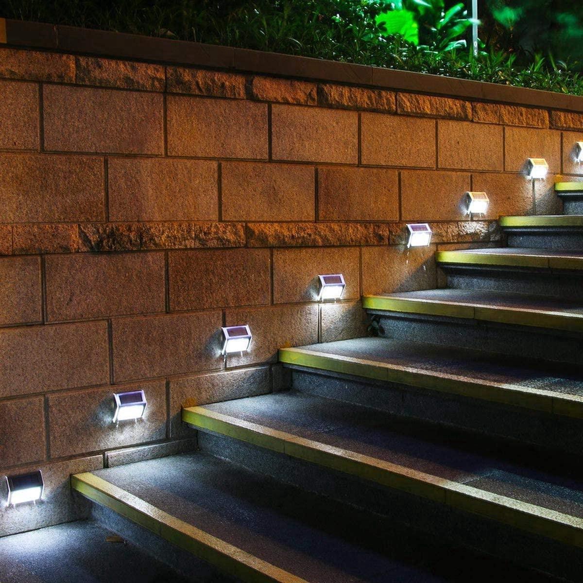 6 Stuks LED Buitenlamp Zonne-Energie RVS