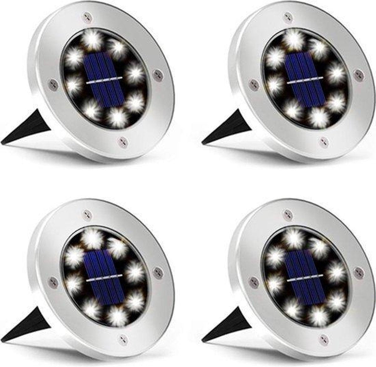 4 x LED Solar Grondspot Zwart - Solar Tuinverlichting - Buitenlamp - Tuinverlichting op Zonne-Energie