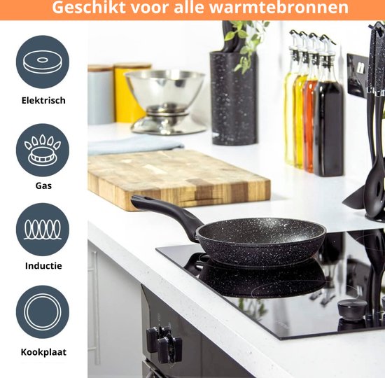 Koekenpan Ø 20cm Inductie Anti-Aanbak Alle Warmtebronnen PTFE en PFAS vrij