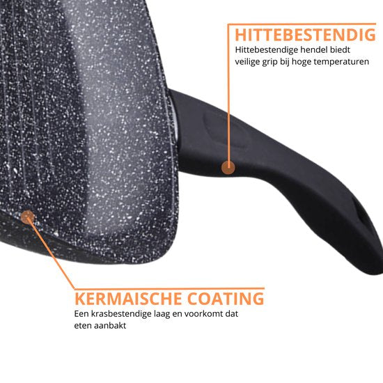 Grillpan Ø 24cm Inductie Anti-Aanbak Alle Warmtebronnen PTFE en PFAS vrij
