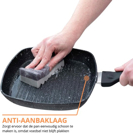 Grillpan Ø 24cm Inductie Anti-Aanbak Alle Warmtebronnen PTFE en PFAS vrij