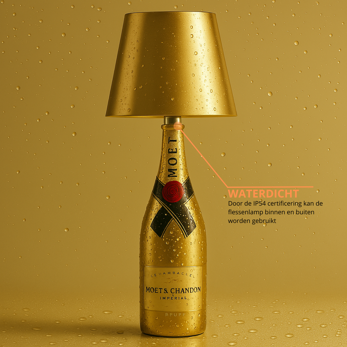 2 Stuks - Oplaadbare Flessenlamp - Dimbare Tafellamp - Aluminium - Waterdicht - Goud - Dutch Standard