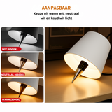 2 Stuks - Oplaadbare Flessenlamp - Dimbare Tafellamp - Aluminium - Waterdicht - Wit - Dutch Standard