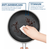 Poêle wok 28 cm - Acier inoxydable antiadhésif - Sans PFAS - Céramique - Diamant 
