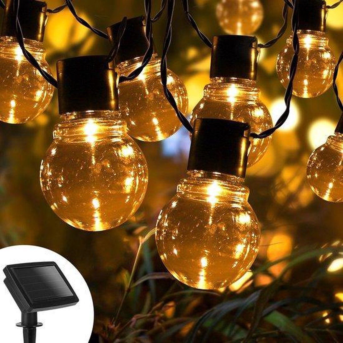 6m Lichtslinger zonne-energie met 10 Warm Witte LED Lampen