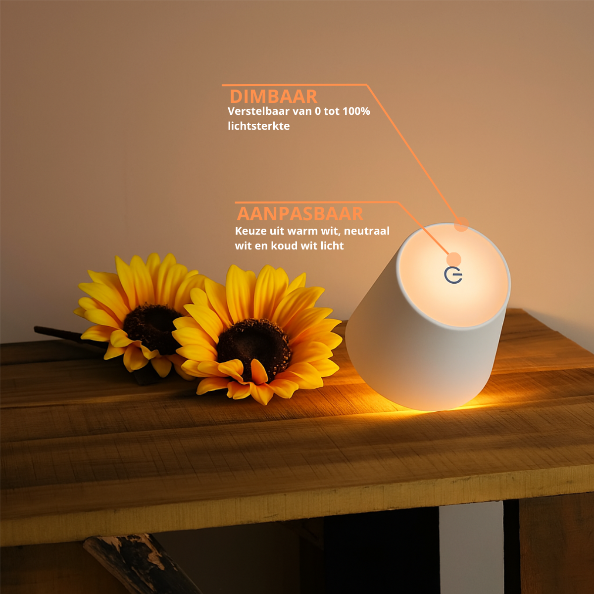 2 Stuks - Oplaadbare Flessenlamp - Dimbare Tafellamp - Aluminium - Waterdicht - Wit - Dutch Standard