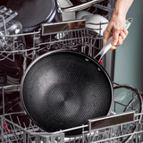 Poêle wok 28 cm - Acier inoxydable antiadhésif - Sans PFAS - Céramique - Diamant 