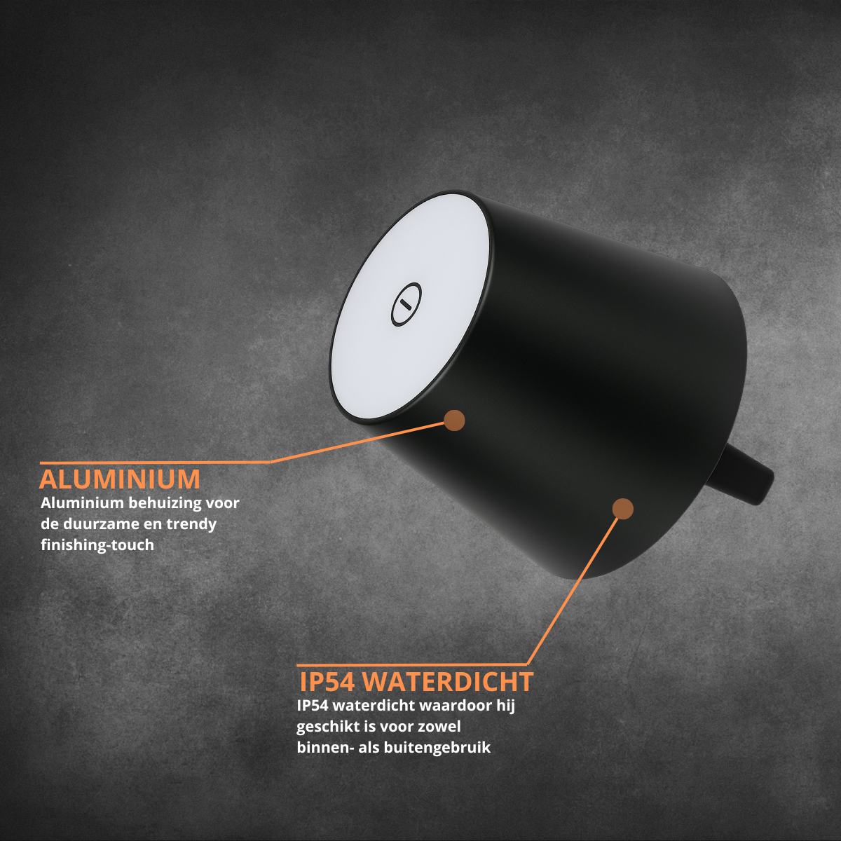 2 Stuks - Oplaadbare Flessenlamp - Dimbare Tafellamp - Aluminium - Zwart - Dutch Standard