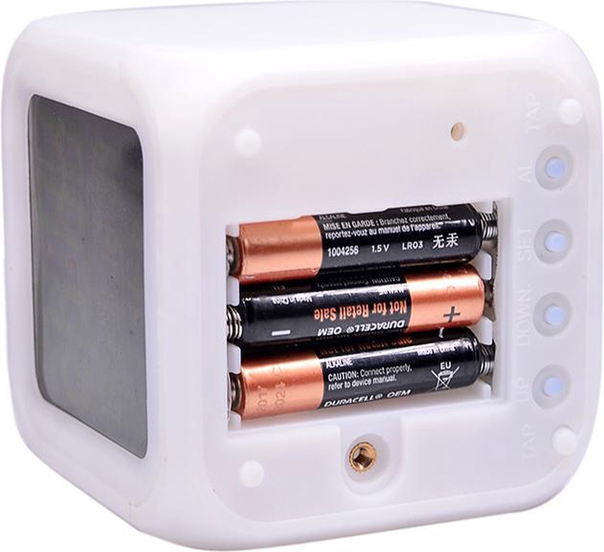 Digitaler Wecker mit Batteriebetrieb, weiß