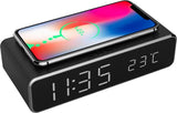Digitale wekker Met Draadloze Oplader Qi charger Datum en tijd Zwart