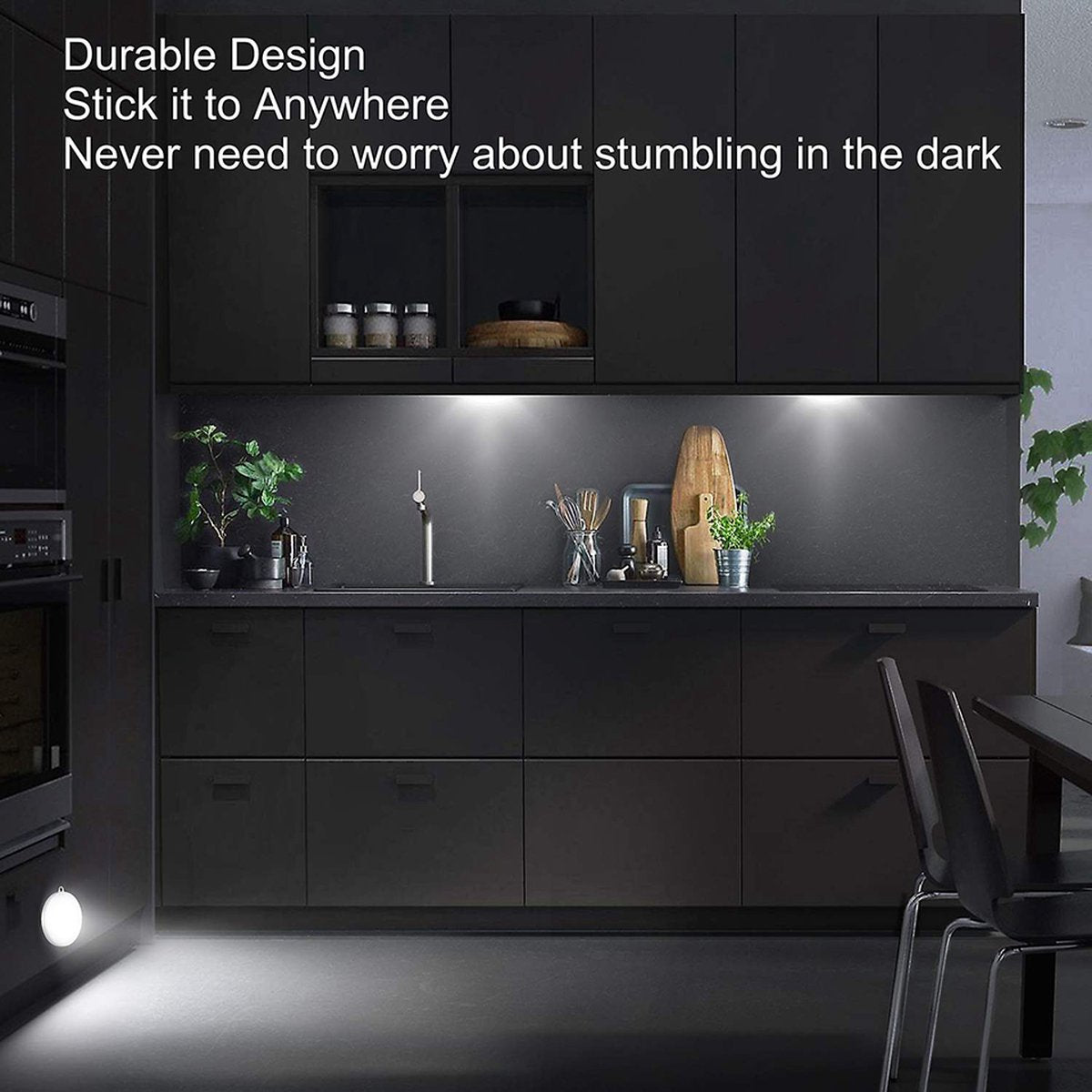 3 Stuks Led verlichting met bewegingssensor Ø8,5 CM Wit Kastverlichting Op batterijen Trapverlichting Keukenverlichting