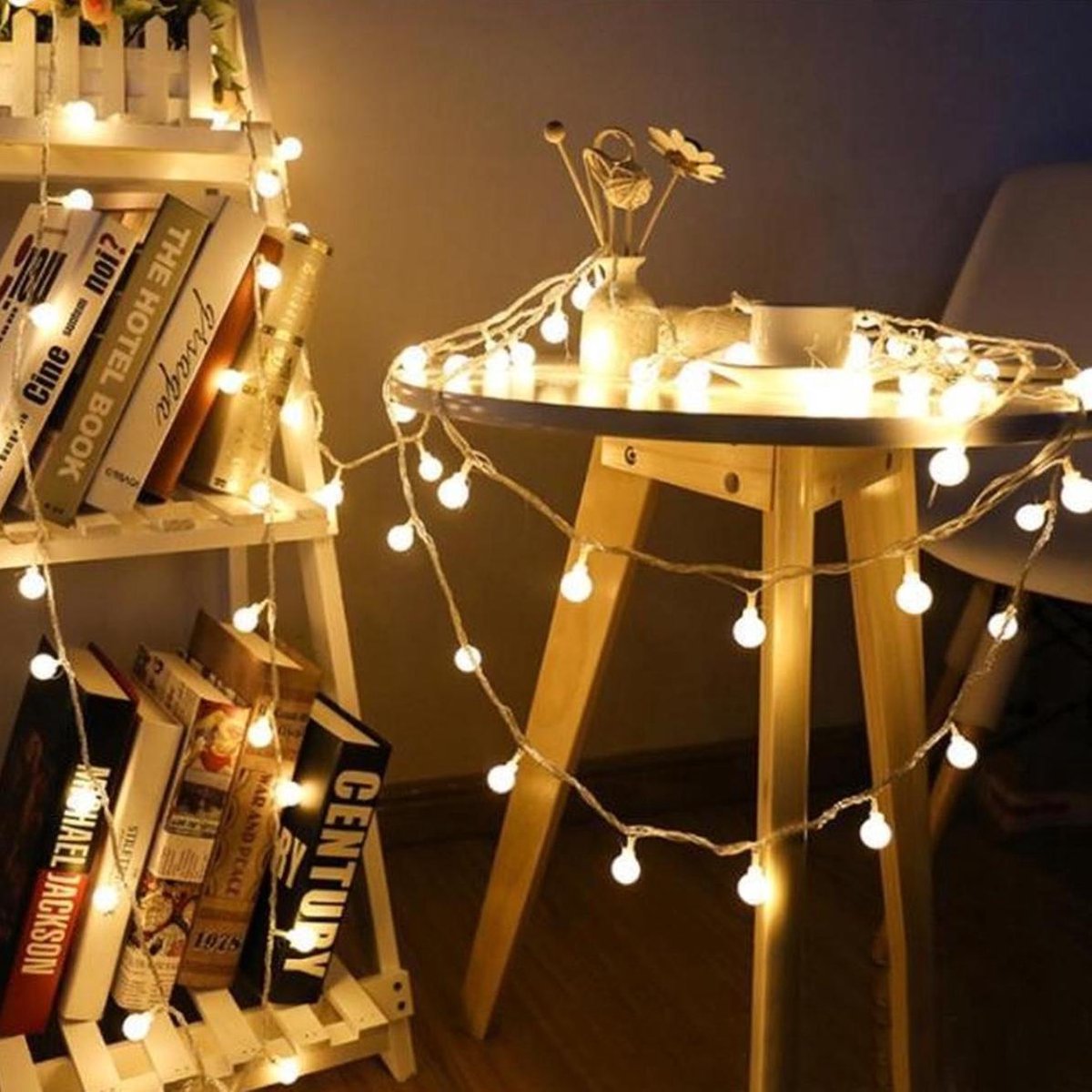 Lichtslinger Mat 10m met 100 Warm Witte LED Lampen