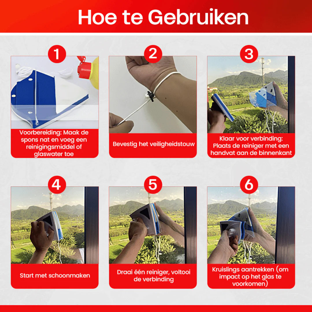 Magnetische raamwisser - Enkel en Dubbelglas