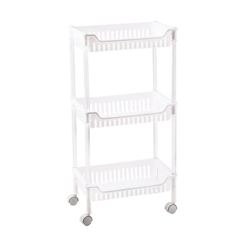 Opbergrek op Wielen Trolley 42 x 26 x 80 cm 3 Niveaus Wit