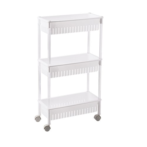 Opbergrek op Wielen Trolley 45 x 21 x 80 cm 3 Niveaus Wit