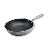 Poêle wok 28 cm - Acier inoxydable antiadhésif - Sans PFAS - Céramique - Diamant 