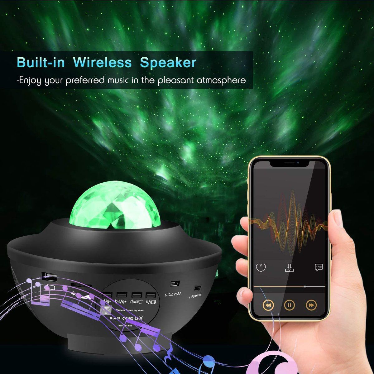 Sterrenprojector Incl Speaker Nachtlamp Slaaphulp