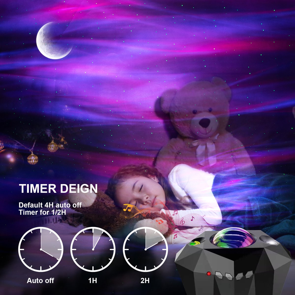 Sterrenprojector Met Maan Sterrenlamp met bluetooth Sterren Projector Sterrenhemel Verlichting