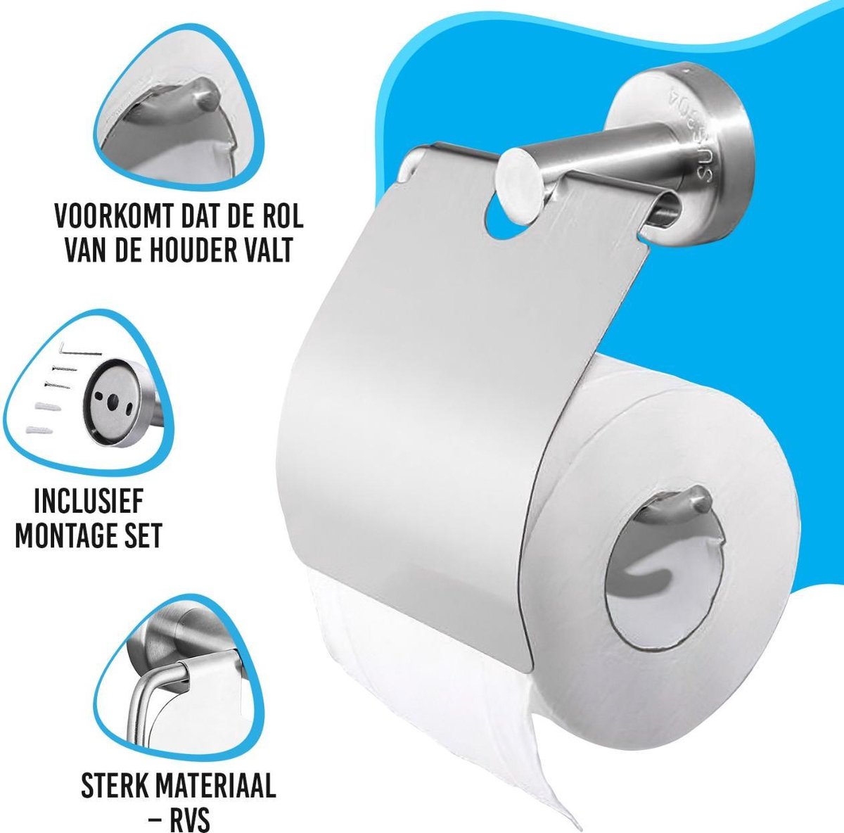Porte-rouleau de papier toilette en acier inoxydable avec couvercle