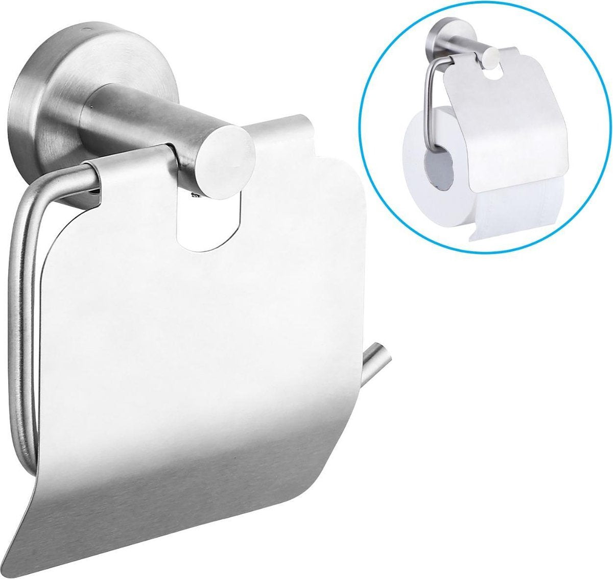 Porte-rouleau de papier toilette en acier inoxydable avec couvercle