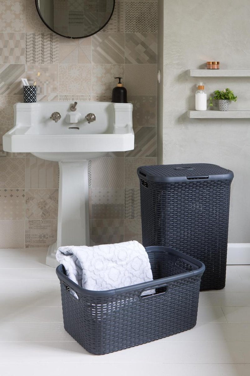 Wasmand Met Handvatten - Zwart - 45L