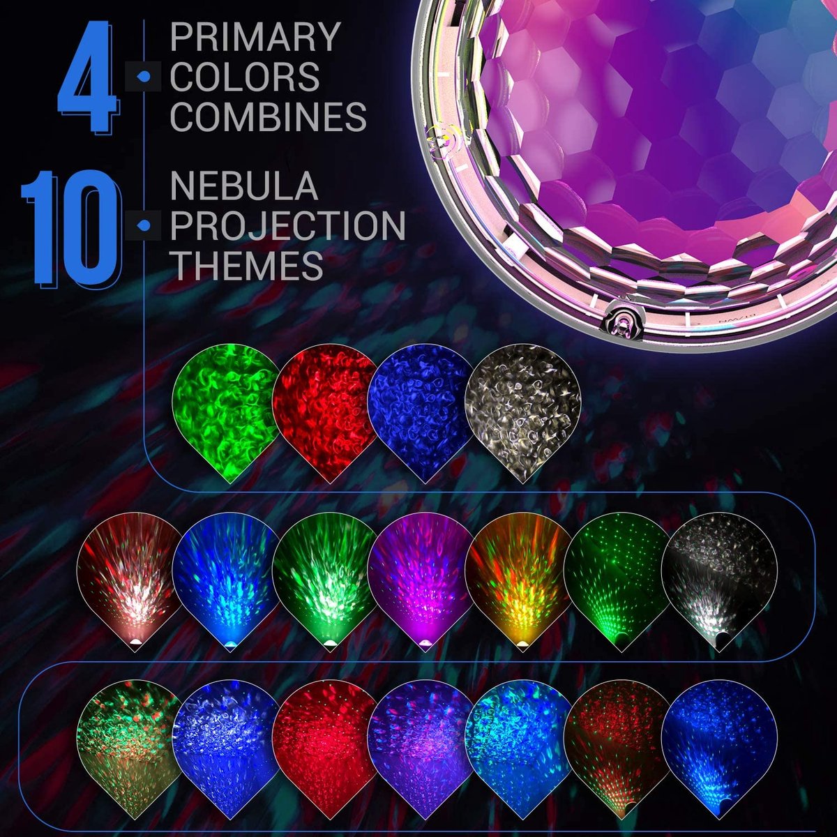 Sterrenprojector Whitenoise RGB Nachtlamp Dimbaar Slaaphulp