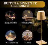 Oplaadbare Tafellamp Goud Waterdicht Bureaulamp Dimbaar 38CM (6 stuks)