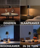 Oplaadbare Tafellamp Zwart Waterdicht Bureaulamp Dimbaar 38CM (6 Stuks)